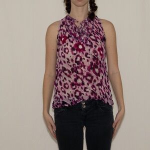 Y2k cheetah print tank top mesh with sequins size medium odel